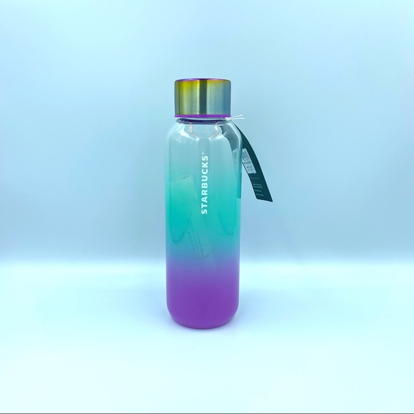 Starbucks 21 Summer Teal Purple Glass Water Bottle